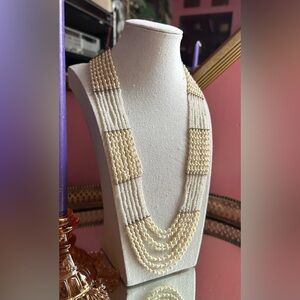 1970's Vintage Nouveau Bohemian Bride Beaded Necklace